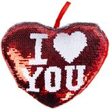 Duckiez coussin décoratif cœur - 20 cm - paillettes rouges - i love you - Saint-Valentin