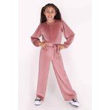 B.Nosy fluwelen rechtvallende jumpsuit met ballonmouwen - roze