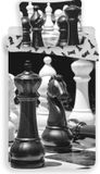 Sweet Home Dekbedovertrek - Chess horse - 140 x 200 cm Zwart/wit