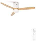 CREATE WINDCALM DC STYLANCE WHITE - Ventilateur de plafond Ø132 cm - Avec télécommande - 6 vitesses - Minuterie (départ différé) - Fonction été/hiver - Bois naturel