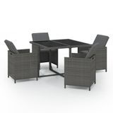 vidaXL 5-delige tuinset met kussens, polyrotan, grijs