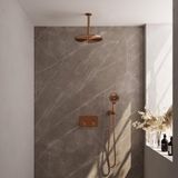 Brauer Copper Carving Thermostatische Regendoucheset Inbouw - Hoofddouche 30 cm - Met Drukknoppen - Handdouche 3 Standen - Doucheslang - Wandaansluitbocht
