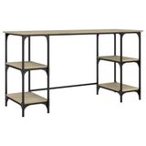 vidaXL Bureau 140x50x75 cm metaal en bewerkt hout sonoma eikenkleurig