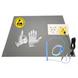 Minadax ESD antistatische tafelmat met manchet + 2,4 m verlenging + ESD aardingsstekker 60 x 50 cm