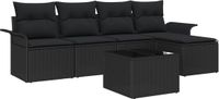 vidaXL Tuinbank Set Zwart Polyrattan