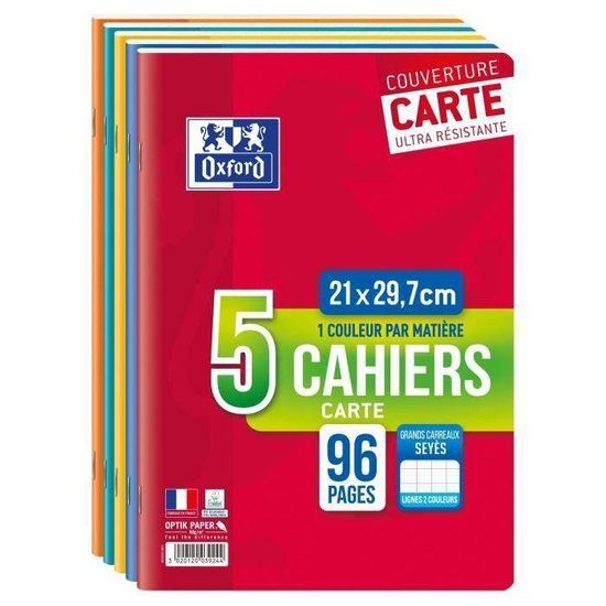 OXFORD - Set van 5 geniete notitieboekjes 96 pagina's seyes 21 x 29,7 cm - 90 g