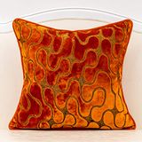 Yangest Oranje vierkante kussensloop golvend fluwelen kussenhoes moderne kussensloop met ritssluiting voor bank bank slaapkamer woonkamer stoel, 50 x 50 cm