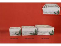 DUE ESSE CHRISTMAS SRL Cassettes van hout, wit, C/Ramet, 3 stuks, zoals afgebeeld, Eén maat