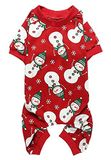 Lanyarco Leuke Sneeuwpop Hond Pyjama Rendier Kleine Huisdier Kleding Kerst Hond Pyjama Shirts, Rode Ruglengte 12 inch Klein