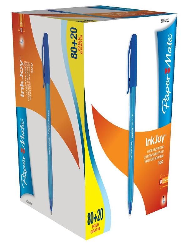 Paper Mate InkJoy 100ST Ballpoint Pens - Medium Point (1.0mm) - Blue - 100 Pack