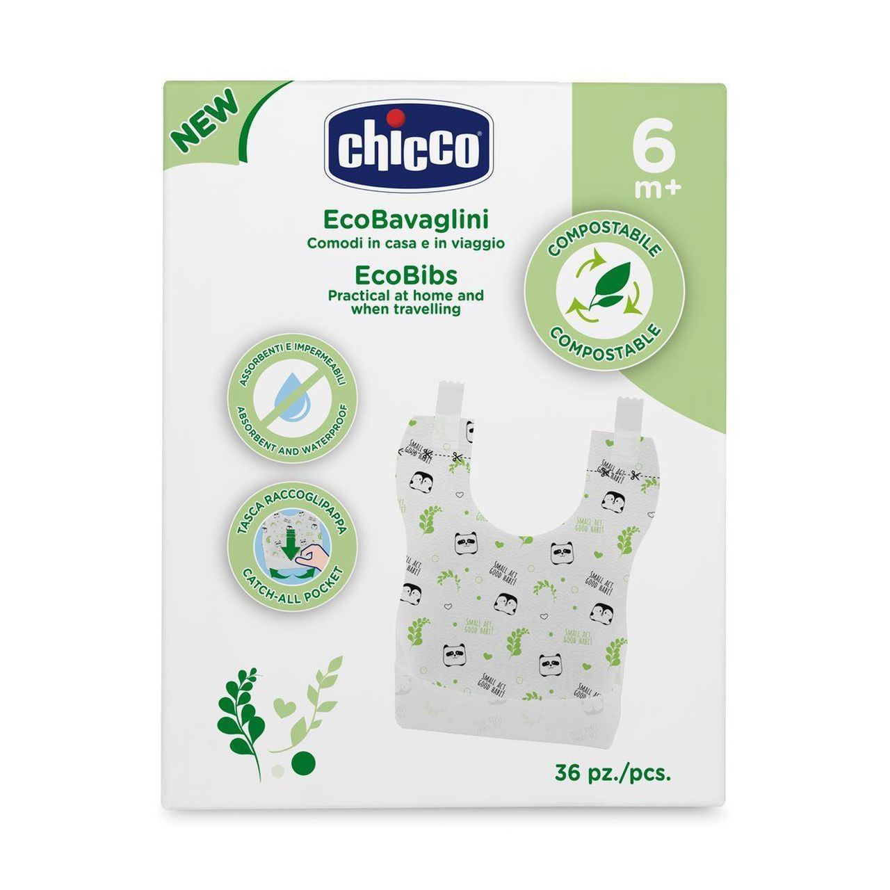 Chicco Unisex Baby Bibs - Multicolour - 6m - 36 Pack