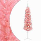 vidaXL - Smalle kunstkerstboom met kerstbal - 150 cm - 150 LED's - Warmwit