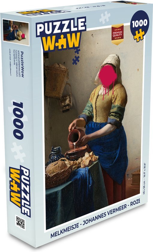 MuchoWow Puzzel Melkmeisje - Johannes Vermeer - Roze - Legpuzzel - Puzzel 1000 stukjes volwassenen