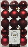 Decoris kerstballen - 30 stuks - donkerrood - 6 cm diameter - kunststof