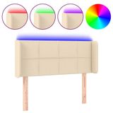 VidaXL Hoofdbord Crème Polyester Hout 830 mm x 160 mm x 780 mm/880 mm met LED-strip
