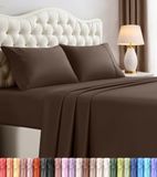 Utopia Bedding Kingsize lakenset - 4-delig beddengoed - geborsteld microvezel - krimp- en vervagingsbestendig - gemakkelijk te onderhouden (kingsize, bruin)