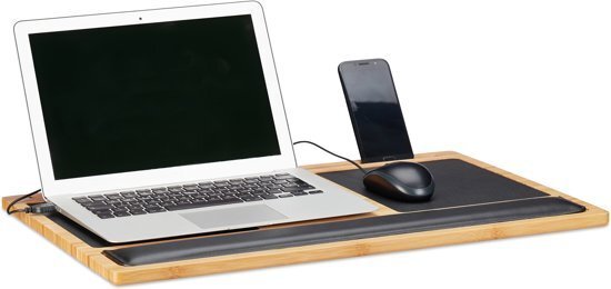 Relaxdays Laptoptafel schoot - schoottafel - bedtafel - laptopstandaard BAMBOE - knietafel