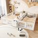 Rolipo Houten bed, 90 x 200 cm, met lade en dubbel etagerek, kinderbed met veiligheidsspijlen, hoge spijlen, wit