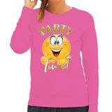 Bellatio Decorations Verkleed sweater dames - party time emoji - roze - themafeesten/carnaval S