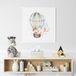 Poster Carré Enfants - Lapin Montgolfière - 80x80 Cm