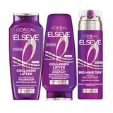 L'Oréal Paris Elseve Collagen Lifter Routine Volume 72H fijn haar | 2-in-1 conditionerspray, collageenpeptiden, direct wortellift-effect, complete volume-routine
