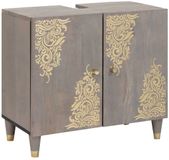 vidaXL Wastafelkast Grijs Massief Mango Hout 62 x 33 x 58 cm