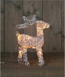 Anna's Collection - Verlicht 3D-rendier met jute & glitters - H37 x B28 x D12 cm - 10 warm witte ledlampjes