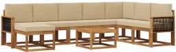 vidaXL - Hoek loungeset - 8 zitplekken - Natuurlijk en beige - Polyester