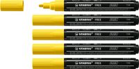 Stabilo FREE - Acryl Marker - T300 - Ronde Punt - 2-3 mm - Geel - Doos 5 stuks