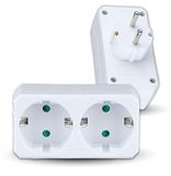 V-TAC Dubbele wandstekkeradapter, 2 stopcontacten, stekkerdoos met 16 A Shuko-stopcontacten voor thuis, kantoor, winkel, garage, 250 V, compact en praktisch, elektrisch, wit