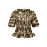 PIECES Yellow Checked Peplum Top