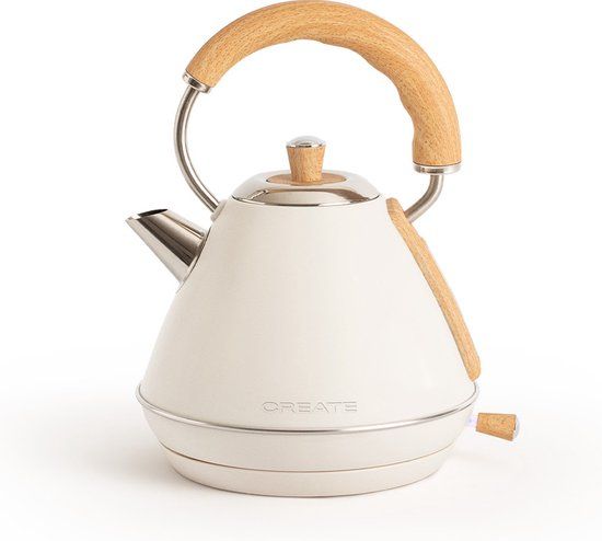 CREATE KETTLE RETRO M - Waterkoker 1 L - 1200W - RVS - BPA vrij - Wit