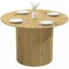 Table à manger en bois massif - Convient pour 4-6 personnes - Pied cylindrique cannelé - Cadre en métal - Design moderne - Assemblage requis - Couleur chêne
