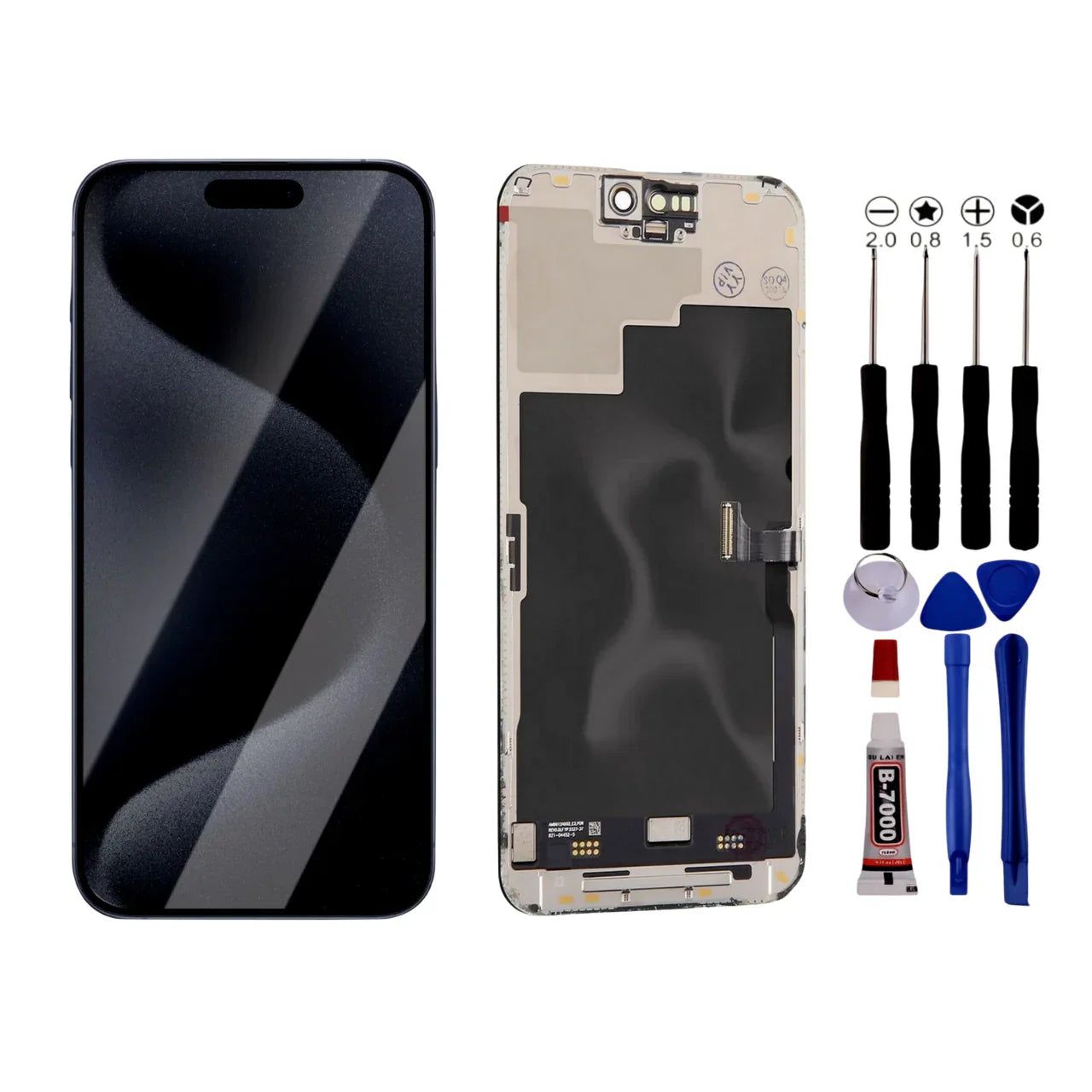 NONE iPhone 15 PRO MAX Ole Screen + Tools + Black Adhesive
