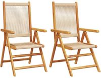 vidaXL Tuinstoel Beige Massief Acaciahout en Polypropeen