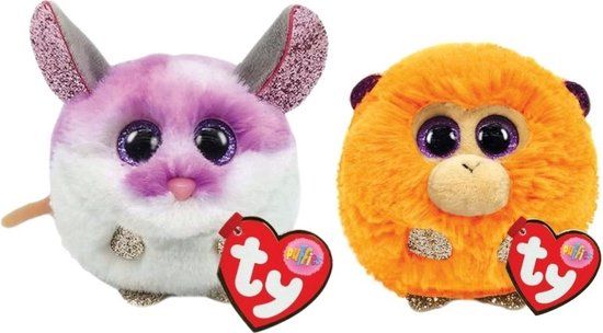 Ty - Teeny Puffies - Colby Mouse & Coconut Monkey - Pluche Knuffel - 6.5 cm