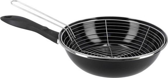 MAGEFESA RVS/emaille frituurpan - zwart - 26 cm - Geschikt voor alle warmtebronnen - 17 liter