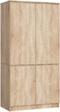 Akord Kledingkast S90 met 4 Deuren Sonoma Eik 180x90x51 cm