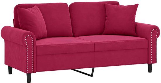 vidaXL Tweezitsbank met sierkussens 140 cm fluweel wijnrood