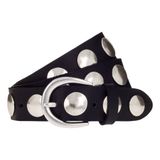 b.belt Leren riem Luna Silver Leather Belt W105 Black zwart
