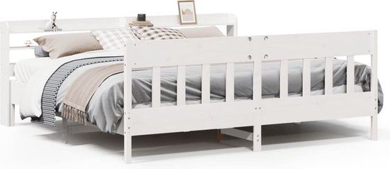 vidaXL Bedframe Massief Grenenhout Wit 200x200 cm