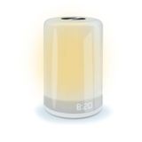 mooov 477372 Wekker, progressieve en lichtgevende ochtendglore, meerkleurig, 5 melodieën alarm voor zachte wekker, uitschakelbare tijdweergave, stroomvoorziening USB-C-poort, wit