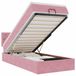 vidaXL Lit plateforme avec matelas et éclairage LED, rose, 100x200 cm, velours