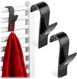 KADAX Haken voor handdoekradiatoren, 2 stuks, radiatorhaken om handdoeken in de badkamer op te hangen, handdoekhaken voor radiatoren (zwart)