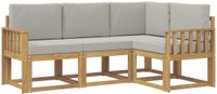 vidaXL - Buiten - bank - set - 4 - st - Wit - en - Lichtgrijs - Polyester
