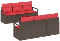 vidaXL Tuinbank - Set - 7-delig - 6 zitplaatsen - Beige en Rood