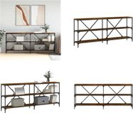 vidaXL Wandtafel 180x30x75 cm bewerkt hout en ijzer gerookt eikenkleur