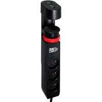 ONLAN Power Desk Station zwart bureau-stekkerdoos met USB-schakelaar, 2 m kabel