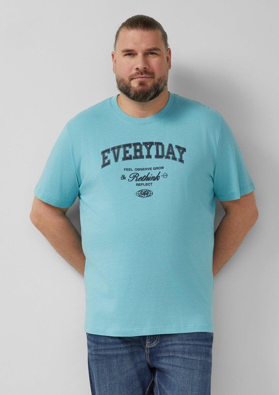 s.Oliver Big Size s.Oliver T-shirt XXL turquoise katoen ronde hals korte mouw casual effen 2025 Lente/Zomer mannen