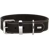 HUNTER hondenhalsband AALBORG SPECIAL, zwart, sterk gevet leer, robuust & slijtvast, contrasterende sierstiksels, ideaal voor hondensport, Made in Germany, Maat: 80